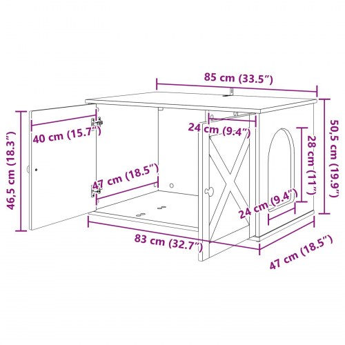 Kat Hus Hvid 85 x 55 x 50,5 cm Konstrueret træ