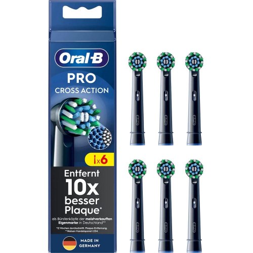 Oral-B Pro CrossAction tandbørstehoveder – 6 stk., sort