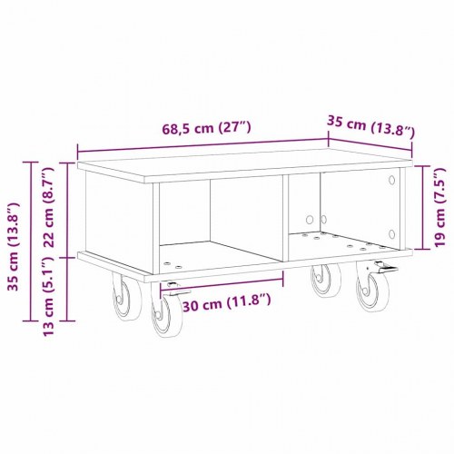 TV-bord Hvid 68,5 x 35 x 35 cm Konstrueret træ