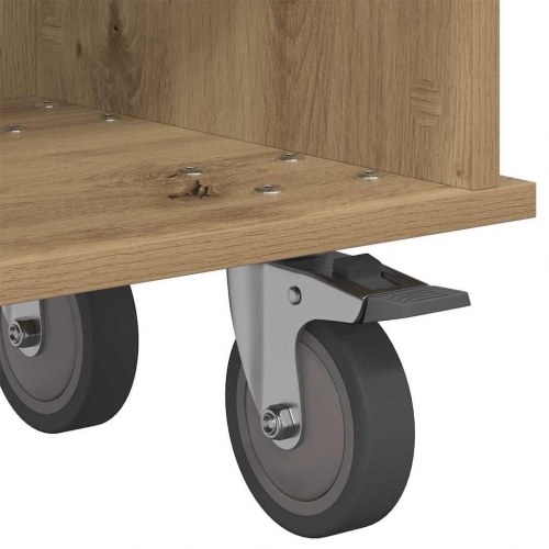 TV-bord i artisan egetræ-look 100 × 35 × 35 cm - konstrueret træ på hjul