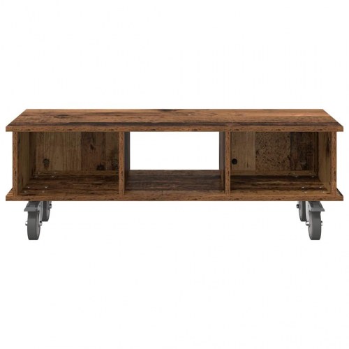 TV-bord på hjul - gammelt træ look, konstrueret træ, 100 × 35 × 35 cm