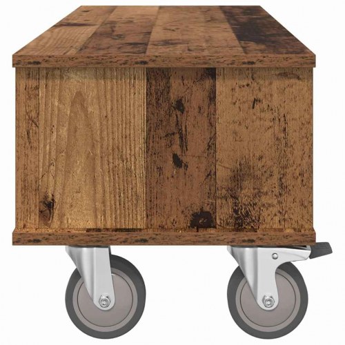 TV-bord på hjul - gammelt træ look, konstrueret træ, 100 × 35 × 35 cm