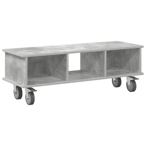 TV-bord på hjul - beton grå, 100 × 35 × 35 cm i konstrueret træ