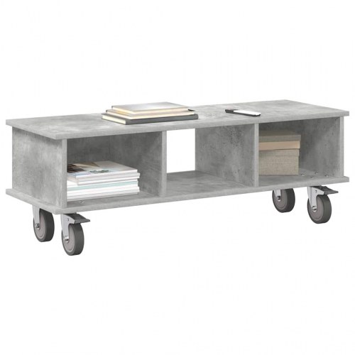 TV-bord på hjul - beton grå, 100 × 35 × 35 cm i konstrueret træ