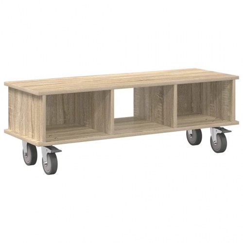 TV-bord i sonoma eg 100 × 35 × 35 cm - konstrueret træ, med opbevaring