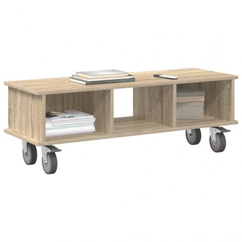 TV-bord i sonoma eg 100 × 35 × 35 cm - konstrueret træ, med opbevaring