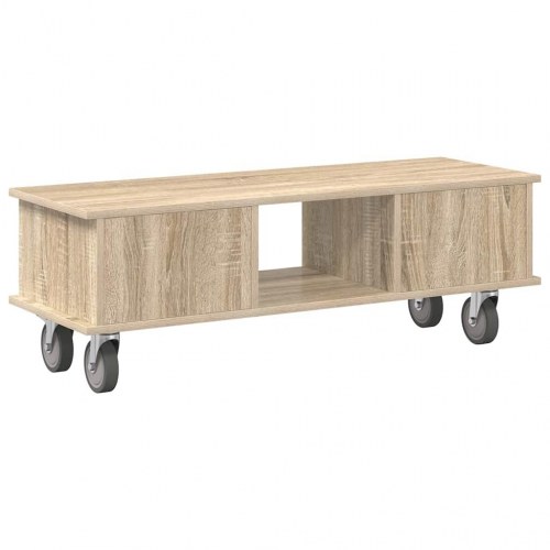 TV-bord i sonoma eg 100 × 35 × 35 cm - konstrueret træ, med opbevaring