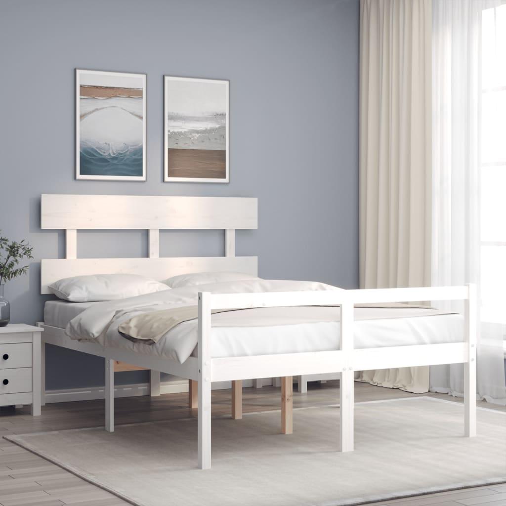 Seniorseng med sengegavl 120x200 cm massivt træ hvid