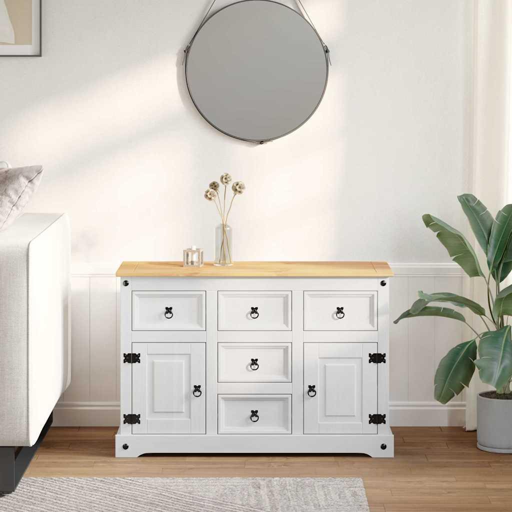 Opbevaringskister med dør Hvid 112 x 40 x 75 cm Massiv fyrretræ