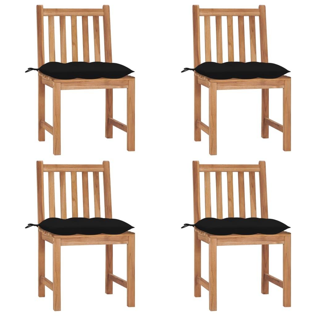 Havestole Med Hynder Massivt Teaktræ - 4 / Sort