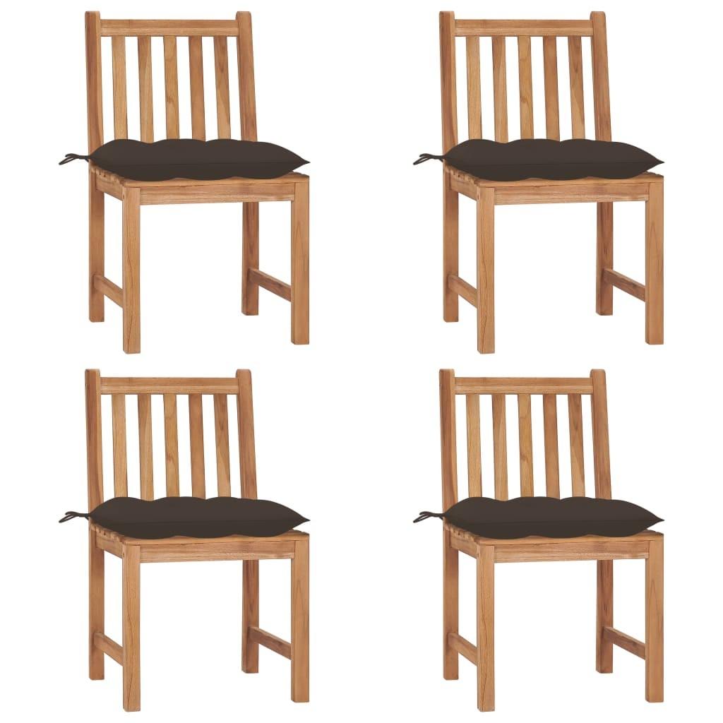 Havestole Med Hynder Massivt Teaktræ - 4 / Gråbrun