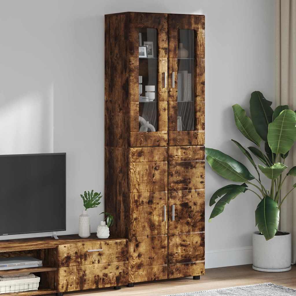 Highboard med hylde Røget eg 60 x 35 x 182 cm Konstrueret træ