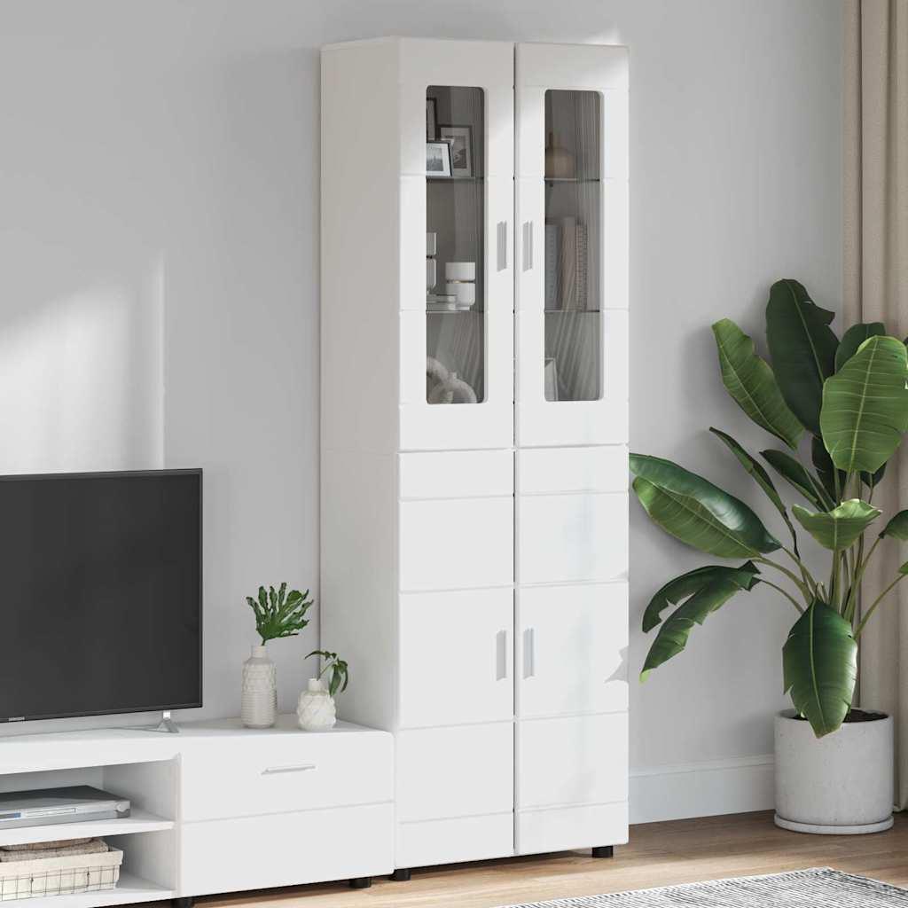 Highboard med hylde Hvid 60 x 35 x 182 cm Konstrueret træ