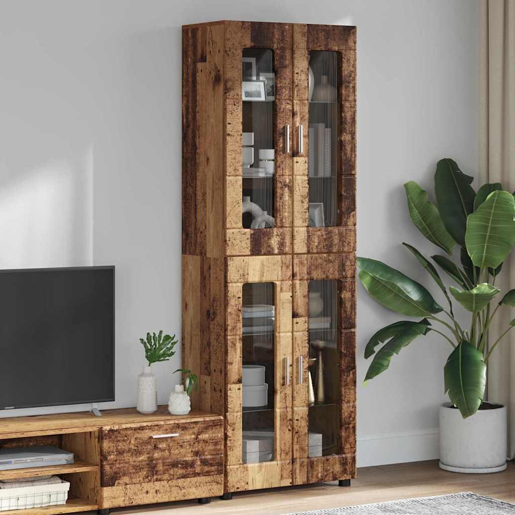 Highboard med dør Gammelt træ 60 x 35 x 182 cm Konstrueret træ