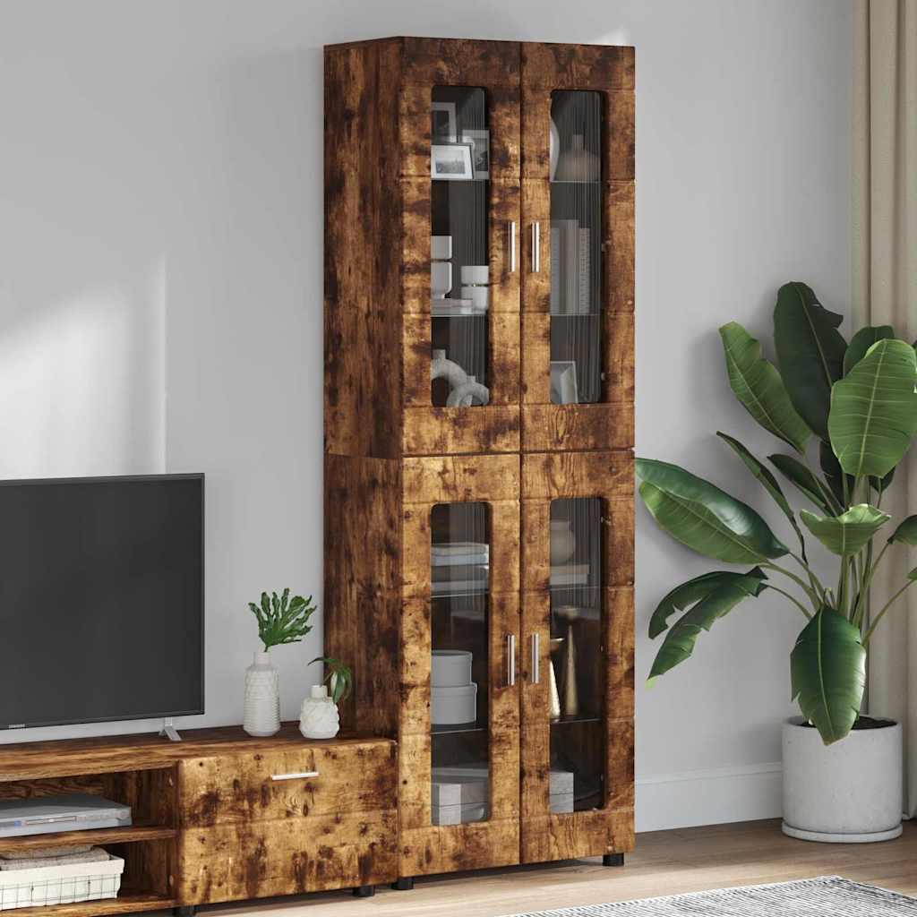 Highboard med hylde Røget eg 60 x 35 x 182 cm Konstrueret træ