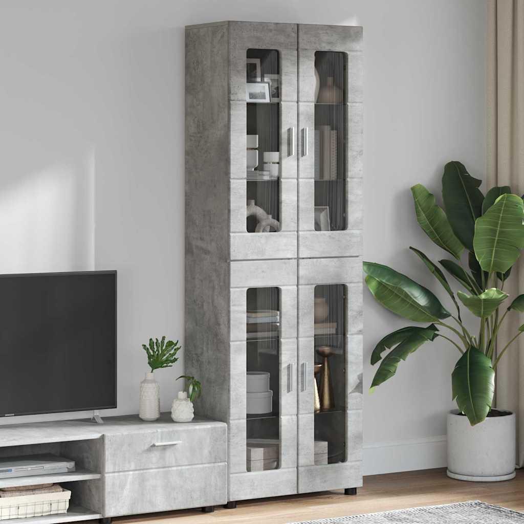 Highboard med hylde Beton Grå 60 x 35 x 182 cm Konstrueret træ