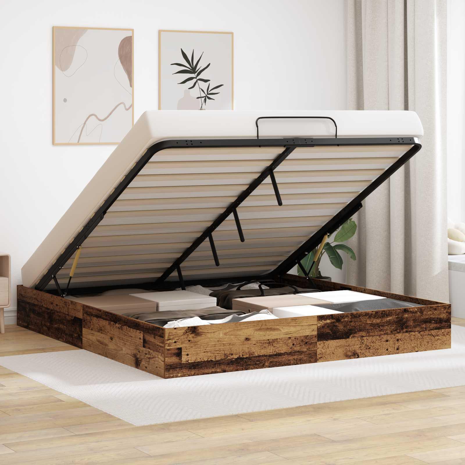 Ottoman Sengestel Gammelt træ 193 x 120 x 25 cm Spånplade