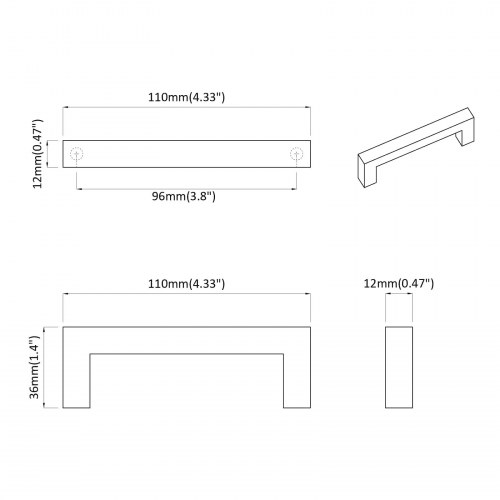 Møbel Håndtag 429 stk Sort 110 x 12 x 36 mm Jern