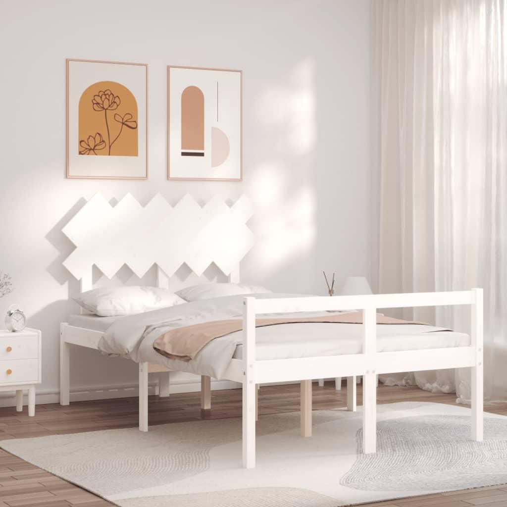 Seniorseng med sengegavl 120x200 cm massivt træ hvid
