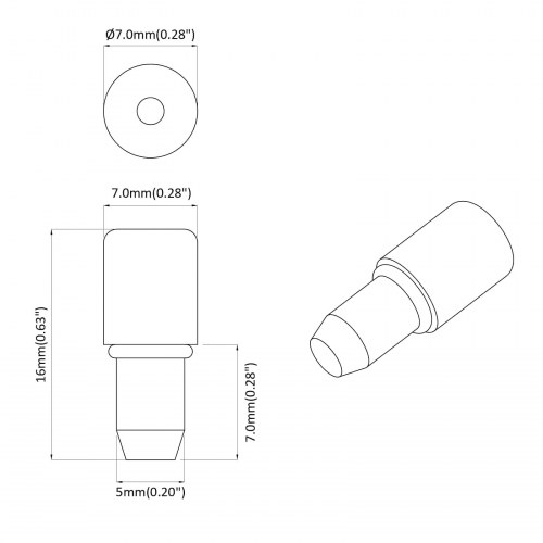Hylde Peg 2 stk Sølv 7 x 16 mm Jern
