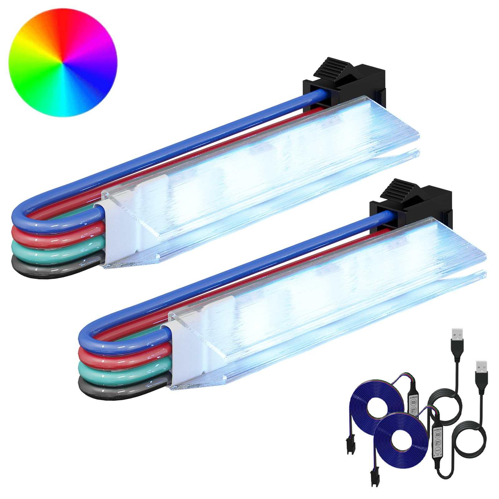 LED Strip 4 stk Sort og Hvid 150 cm Kobber og plastik