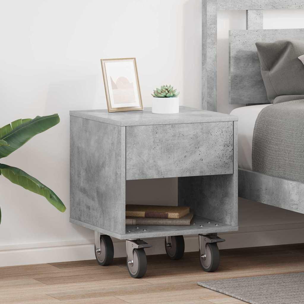 Sengebord 2 stk Beton Grå 40,5 x 40 x 48 cm Konstrueret træ