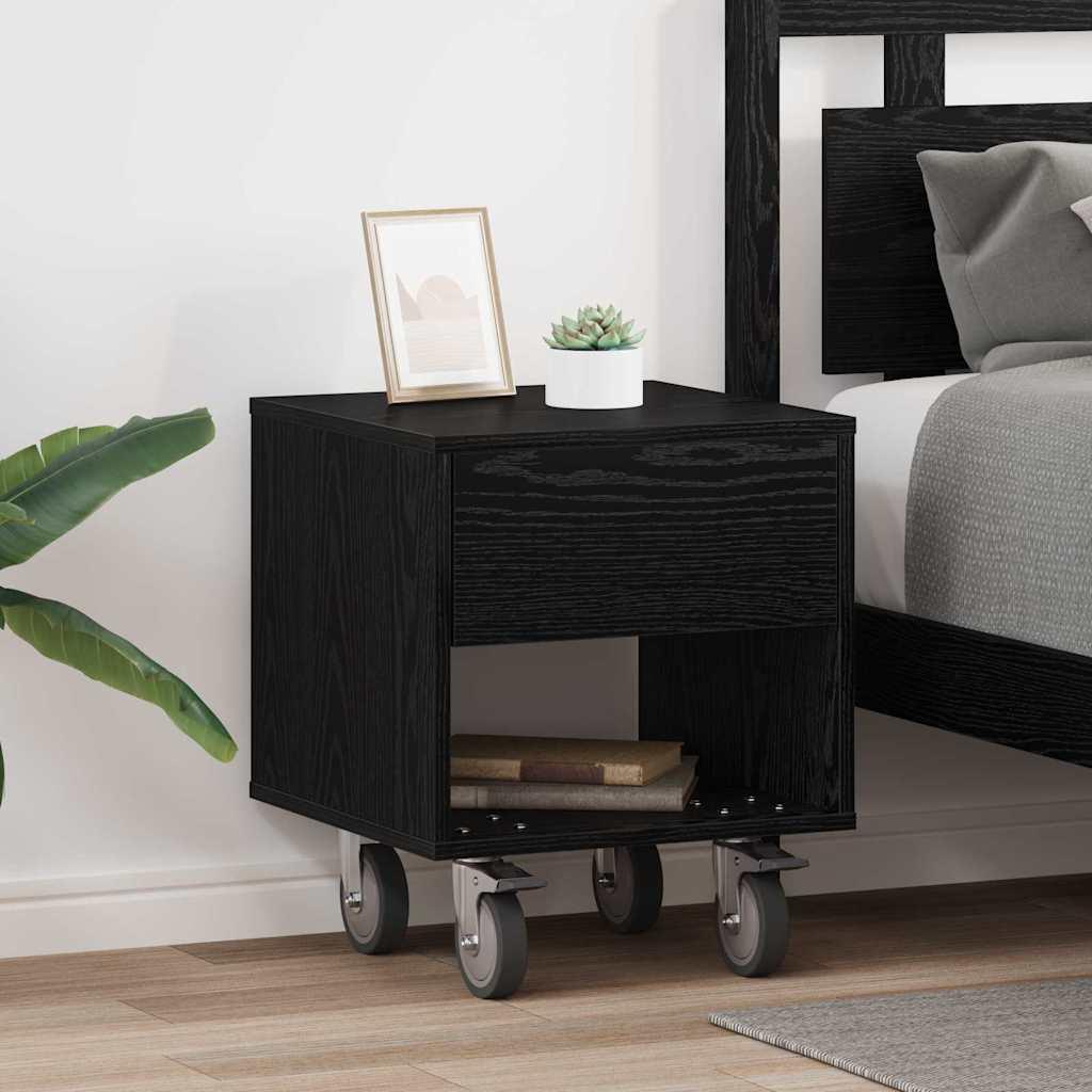 Sengebord 2 stk Sort eg 40,5 x 40 x 48 cm Konstrueret træ