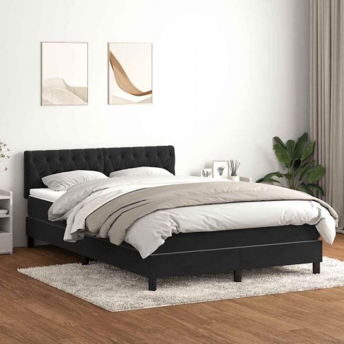 Kontinentalseng med madras 140x210 cm fløjl sort