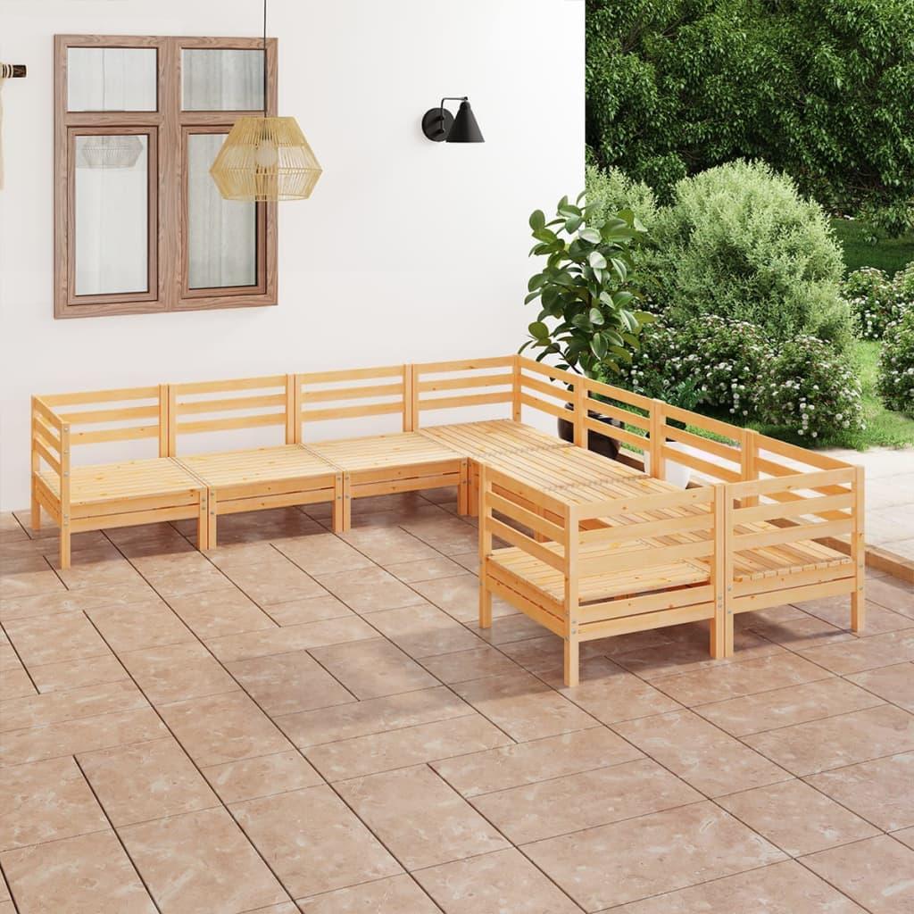 Loungesæt til haven - 8 dele i massivt fyrretræ, modulært palledesign