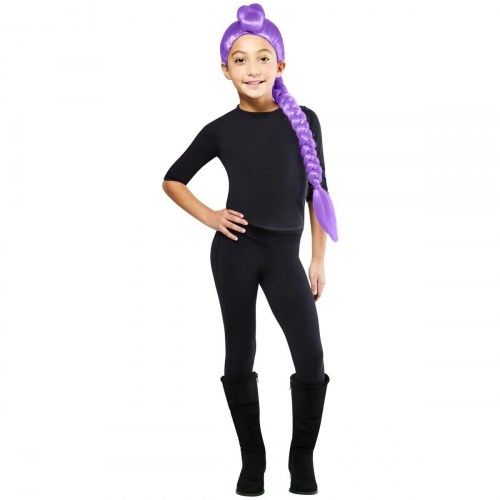 Rubies Kpop Rumi paryk til børn - lilla fletning