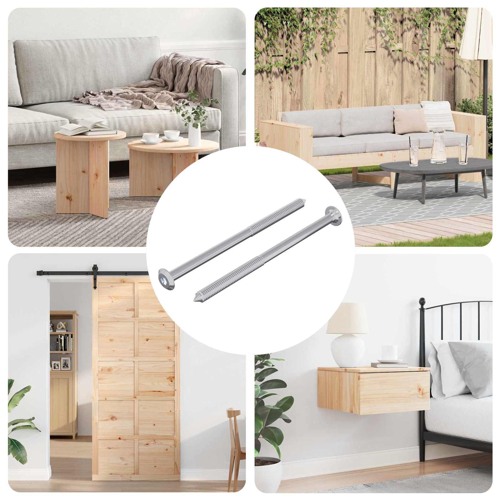 Skrue 2 stk Sølv M6 x 100 mm Stål