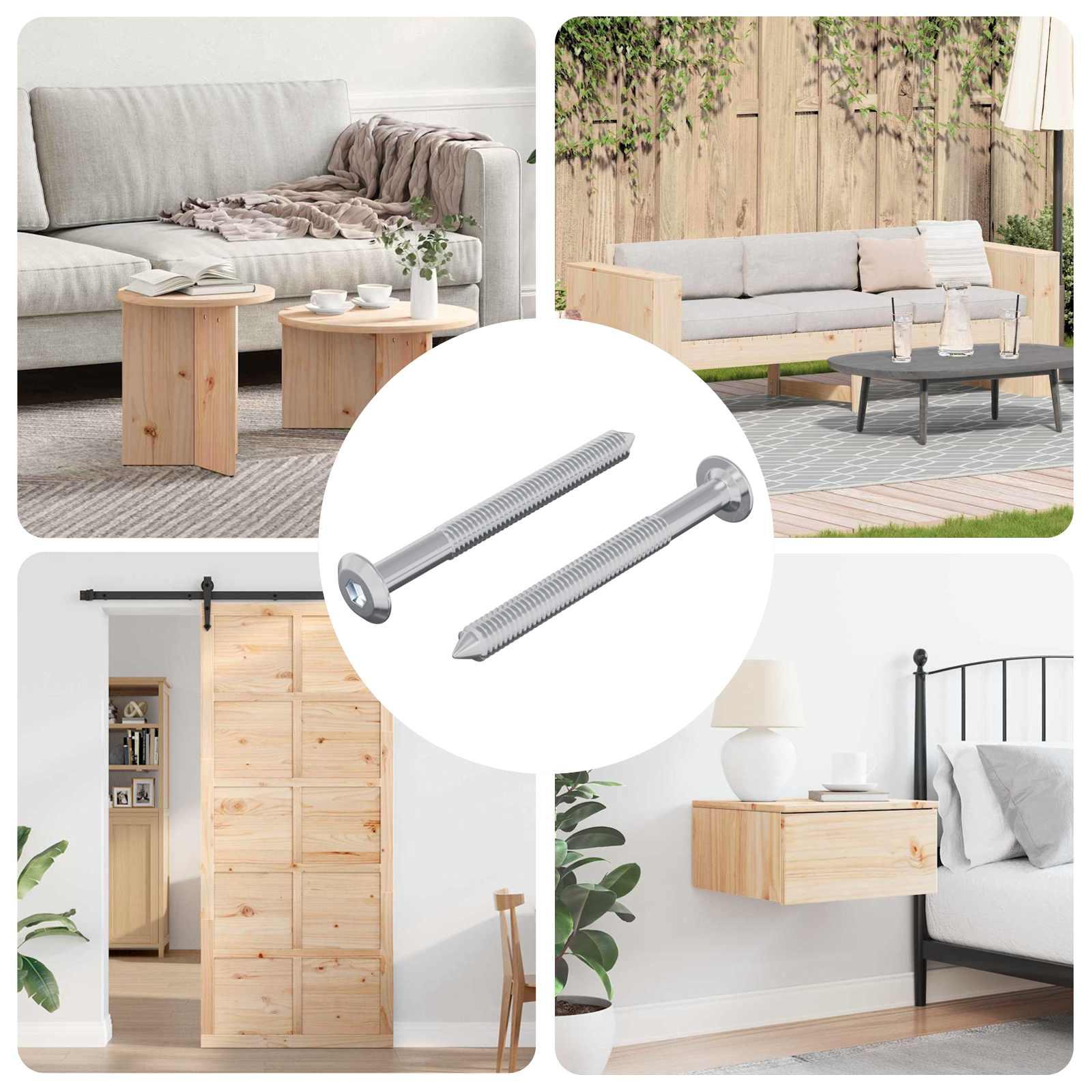 Skrue 2 stk Sølv M6 x 60 mm Stål