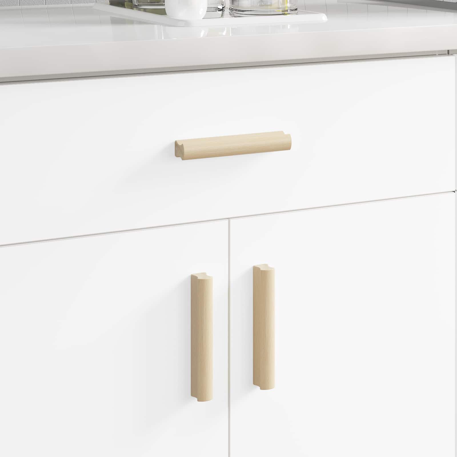 Lige håndtag 12 stk Naturlig træfarve 130 x 25 x 30 mm