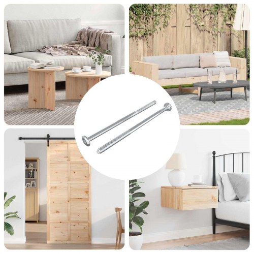 Møbelskruer 2 stk Sølv M6 x 120 mm Stål