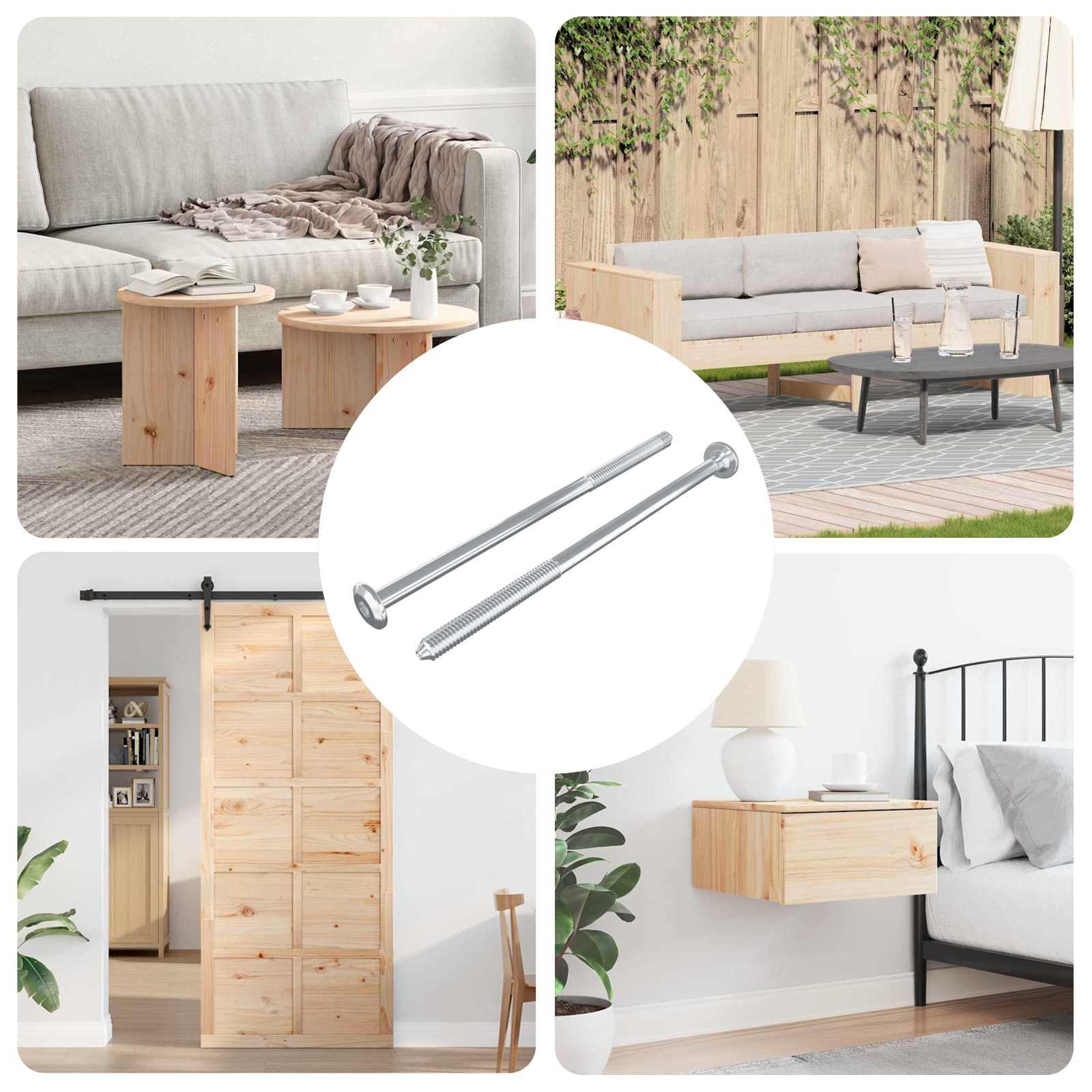 Møbelskruer 2 stk Sølv M6 x 120 mm Stål