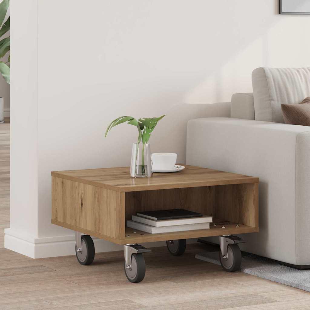 Sidebord med hjul Artisan Egetræ 50 x 50 x 30 cm