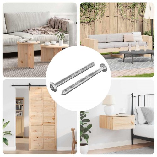 Møbelskruer 2 stk Sølv M6 x 85 mm Stål