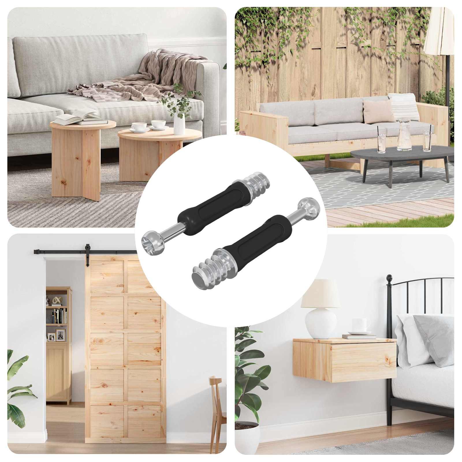 Kam Lås Skrue 2 stk Sølv og Sort M6 x 40 mm Stål og Plastik