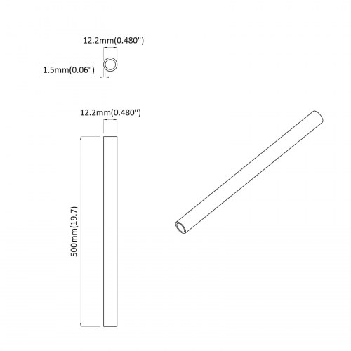 PVC rør 12 stk Hvid 12,2 x 1,8 x 500 mm Mterialpp og PE