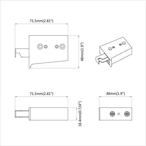 Kabinet hængende beslag 2 stk Hvid 70 x 46 x 19 mm