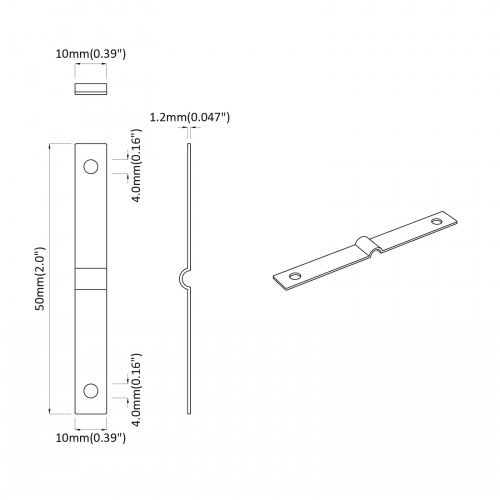 Slagplade 12 stk Sølv 50 x 10 x 1,2 mm Jern