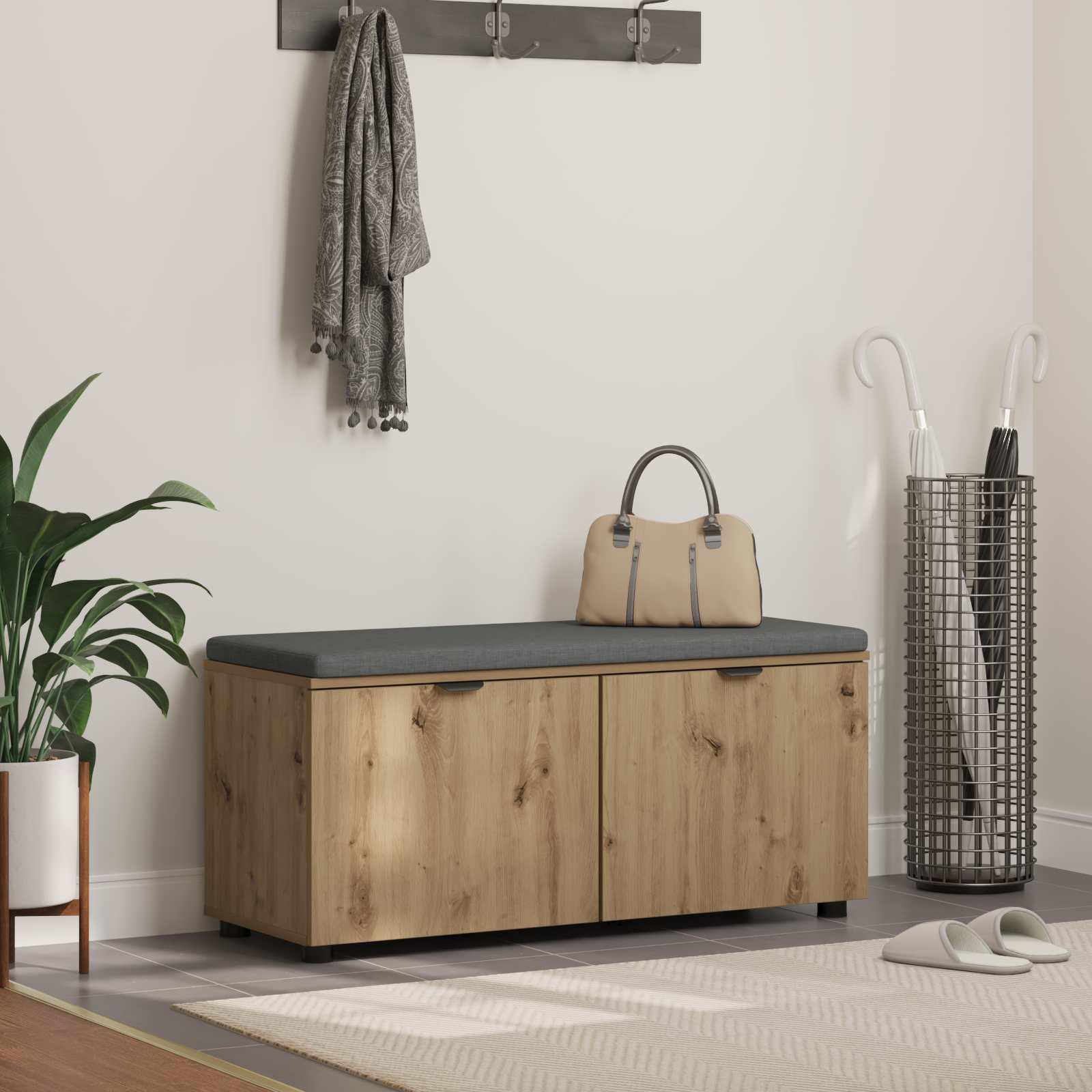 vidaXL Hallbænk Artisan Eg 100 x 38 x 46 cm Kunstigt træ og stof