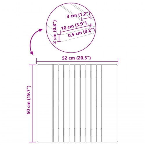 Bademåtte Ensfarvet Brun 59 x 40 cm træ