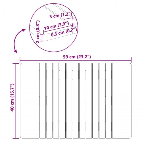 Bademåtte Ensfarvet Brun 59 x 40 cm træ