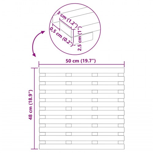 Bademåtte Ensfarvet Brun 100 x 53 cm træ