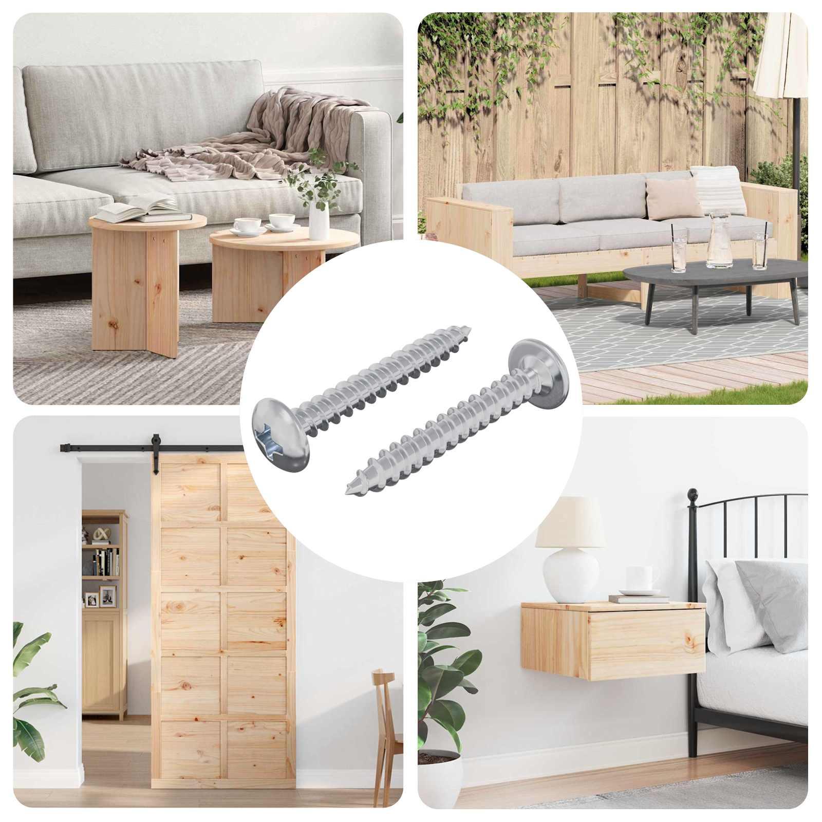 Træskruer 2 stk Sølv M4 x 28 mm Stål