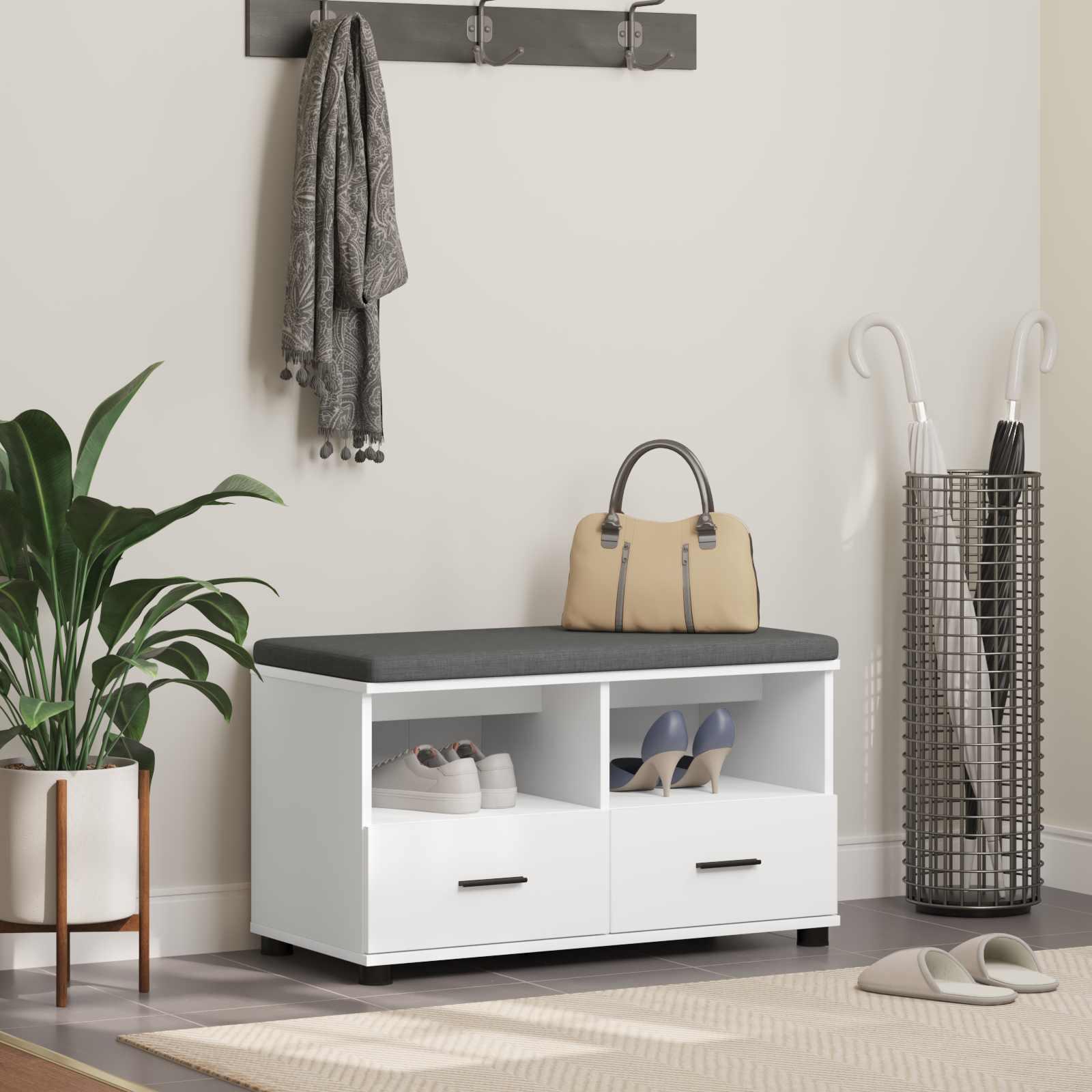 Hallbænk Hvid 80 x 38 x 46 cm Partikelplade og Polsterstof