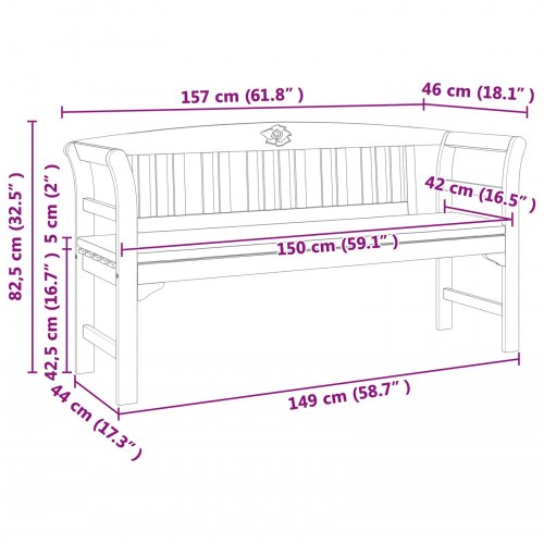 Bænk Naturlig Olie Finish 157 x 46 x 82,5 cm Massivt Akacietræ