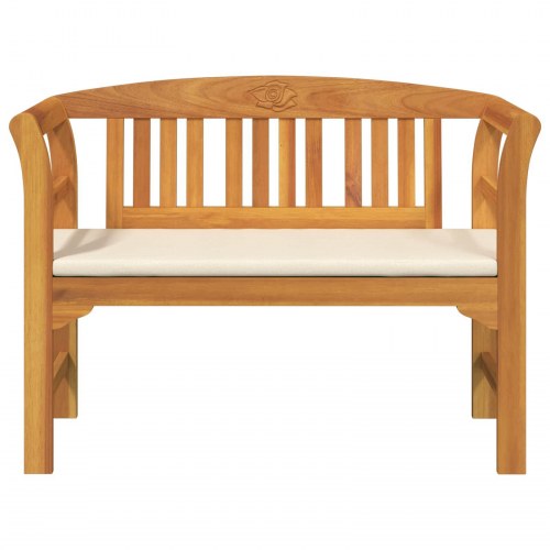 Rosebænk i massivt akacietræ - cremehvid sædepude, 114 × 46 × 82,5 cm