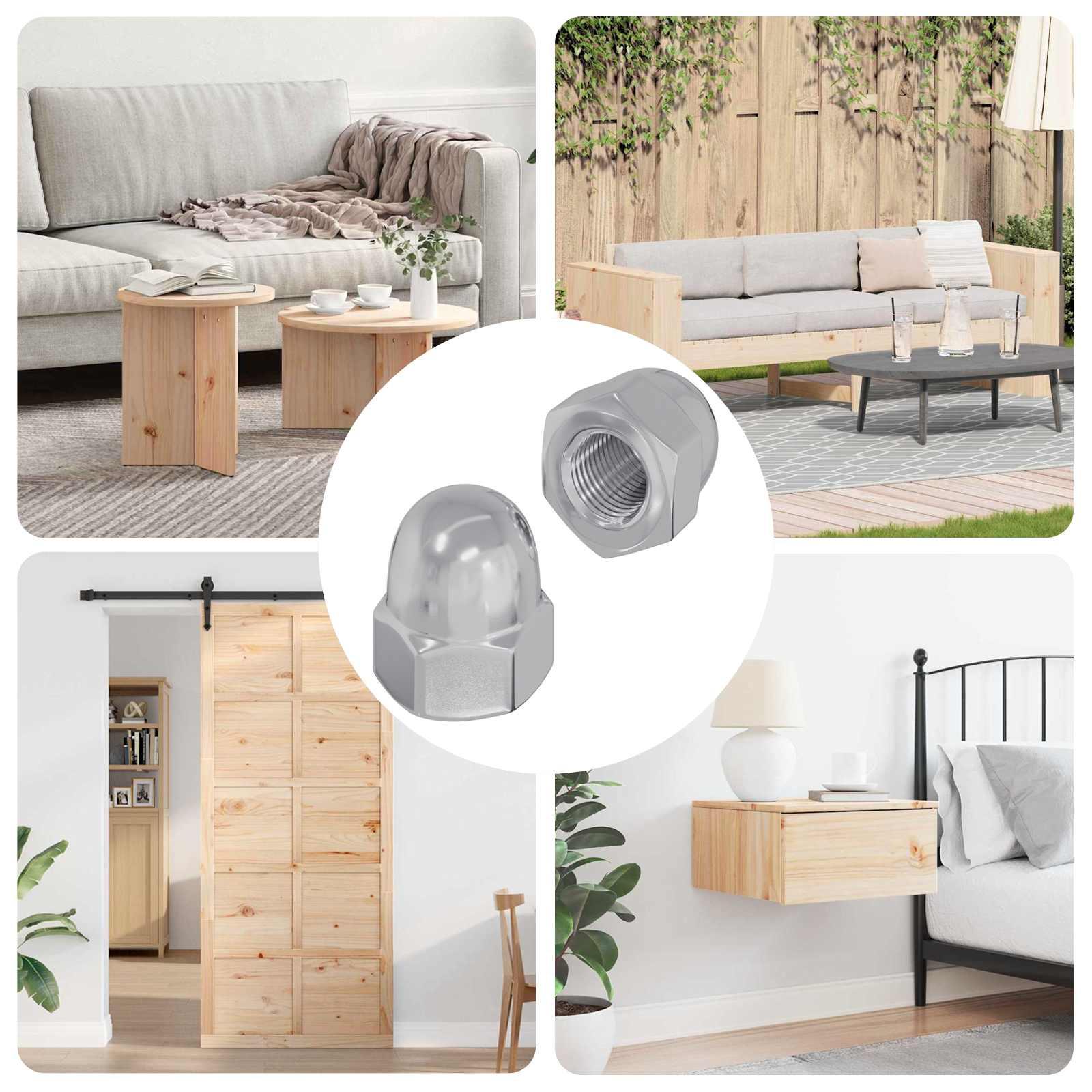 Egetræ Møtrikker 2 stk Sølv M8 x 10 mm Stål